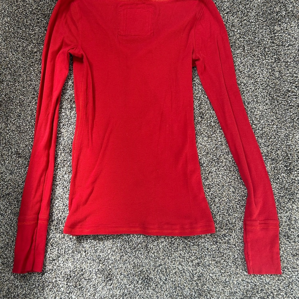 Abercrombie & Fitch y2k henley Red Long Sleeve Top - Picture 2 of 5